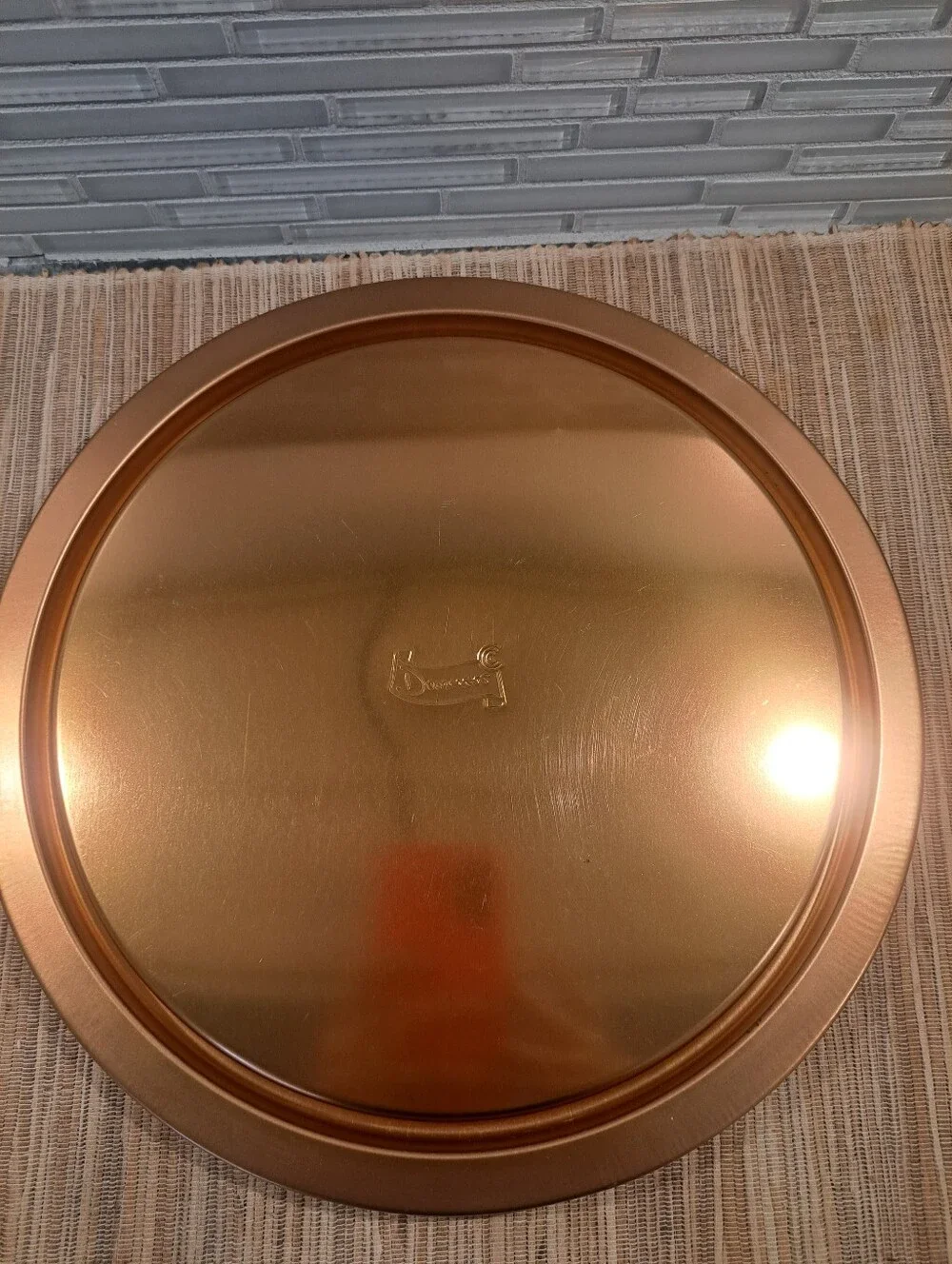 Vtg Decoware Cake Carrier Copper / White Metal Tin
